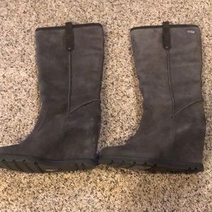 UGG grey suede wedge boots.